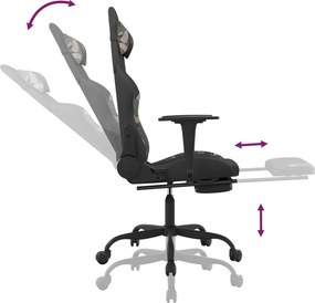 vidaXL Καρέκλα Gaming Μαύρο/Παραλλαγή Ύφασμα με Υποπόδιο