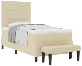 vidaXL Κρεβάτι με Σπαστό Στρώμα & Πάγκο Κρεμ 100x200 εκ Ύφασμα