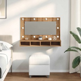vidaXL Ντουλάπι με Καθρέφτη και LED σε Χρώμα Δρυός Artisan 90x31,5x62 εκ.