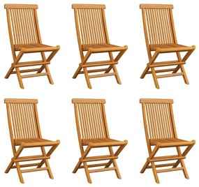 Καρέκλες Εξωτερικού Χώρου Πτυσσόμενες 6 τεμ. Μασίφ Ξύλο Teak - Καφέ