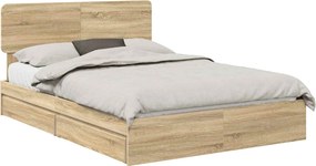 vidaXL Κρεβάτι Αποθήκης Δρύς Sonoma 140 x 200 cm Επεξεργασμένο ξύλο