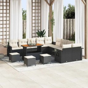 vidaXL Σετ Καναπέ Κήπου 14 pcs Μαύρο συνθετικό ρατάν