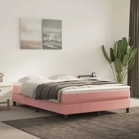 3144332 vidaXL Κρεβάτι Boxspring με Στρώμα Ροζ 140x190 εκ. Βελούδινο Ροζ, 1 Τεμάχιο