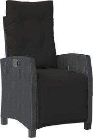 vidaXL Σετ Τραπεζαρίας Κήπου 5 Τεμαχίων Μαύρο Συνθ. Ρατάν με Μαξιλάρια