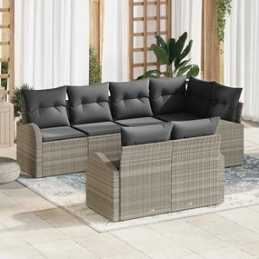 vidaXL Σετ Καναπέ Κήπου με μαξιλάρι 7 pcs Ανοιχτό γκρι Πολυ ράταν