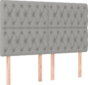 vidaXL Κρεβάτι Boxspring με Στρώμα &amp; LED Αν.Γκρι 140x190εκ. Υφασμάτινο