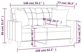 Καναπές Διθέσιος Καπουτσίνο 140εκ. Συνθετικό Δέρμα με Μαξιλάρια - Καφέ