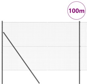 vidaXL Συρματόπλεγμα Φράχτη με 7 Στήλες Γκρι 1.4x50 μ Χάλυβα