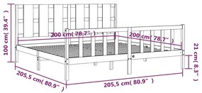 Σκελετός Κρεβατιού Χωρίς Στρώμα 200x200 εκ Μασίφ Ξύλο Πεύκου - Καφέ