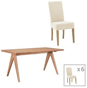 Intrahome Τραπεζαρία ROCKYA-Winslow Intrahome σετ 7τμχ ξύλο rubberwood σε ανοιχτό καρυδί χρώμα 180x85x75εκ | SKU: INTRAPA-311112167