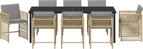 vidaXL Σέτ φαγητού για κήπο 9 pcs Μπεζ συνθετικό ρατάν