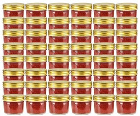 vidaXL Βάζα Μαρμελάδας 48 τεμ. 110 ml Γυάλινα με Χρυσά Καπάκια