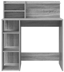 vidaXL Γραφείο με Αποθήκευση με ράφι Γκρι sonoma 90 x 48 x 101.5 εκ.