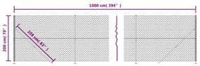 vidaXL Συρματόπλεγμα Περίφραξης Ανθρακί 2 x 10 μ. με Βάσεις Φλάντζα