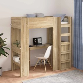 vidaXL Σκελετός κουκέτας με γραφείο Δρύς Sonoma 75 x 190 cm