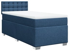 vidaXL Κρεβάτι Boxspring με Στρώμα Μπλε 90x190 εκ.Υφασμάτινο