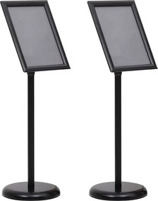 vidaXL Βάσεις Αφισών 2 pcs Μαύρο 32,7 x 24 x 108 εκ. Αλουμίνιο