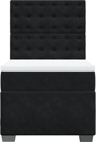 vidaXL Κρεβάτι Boxspring με Στρώμα Μαύρο 90x190 εκ. Βελούδινο