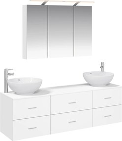 vidaXL Σετ Επίπλων Μπάνιου 4 pcs Λευκό Επεξεργασμένο Ξύλο και Γυαλί