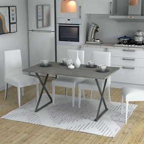 Τραπέζι Bette 0128604 140x80x76cm Anthracite Melamine, Metal