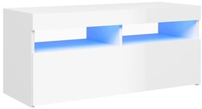 vidaXL Έπιπλο Τηλεόρασης με LED Γυαλιστερό Λευκό 90x35x40 εκ.