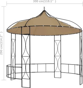 vidaXL Κιόσκι Στρογγυλό Taupe 300 x 290 εκ.