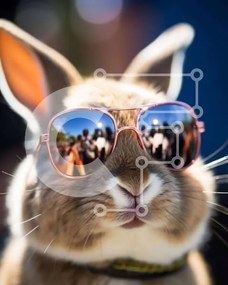 Intra Συλλεκτικό Ξύλινο Παζλ Plywood  4mm - Cool Brown Bunny που φοράει γυαλιά ηλίου Σε Ξύλινο Κουτί - Διαστάσεις: 10x10 cm – 25 κομμάτια