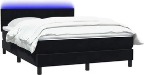 VidaXL Κρεβάτι Boxspring με Στρώμα & LED Μαύρο 160x210 εκ. Βελούδινο