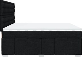 vidaXL Κρεβάτι Boxspring με Στρώμα Μαύρο 200x200 εκ. Υφασμάτινο