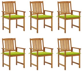 3078162 vidaXL Καρέκλες Κήπου 6 Τεμαχίων από Μασίφ Ξύλο Ακακίας με Μαξιλάρια Πράσινο, 1 Τεμάχιο