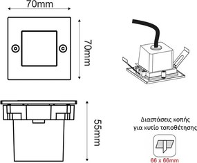 Απλίκα LED Εξωτερικού Χώρου Χωνευτή Aca PAS260NMS Nickel Matt