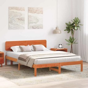 vidaXL Σκελετός Κρεβατιού Κερωτό καφέ 140 x 200 cm Μασίφ ξύλο πεύκου