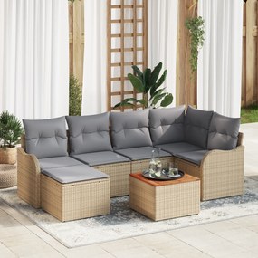 vidaXL Σετ Σαλονιού Κήπου 7 pcs Beige, ανοιχτό γκρι Μεγάλο