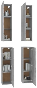 vidaXL Έπιπλα Τηλεόρασης 4 τεμ. Γκρι Sonoma 30,5x30x110 εκ. Επεξ. Ξύλο