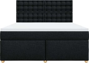 vidaXL Κρεβάτι Boxspring με Στρώμα Μαύρο 180x200 εκ. Υφασμάτινο
