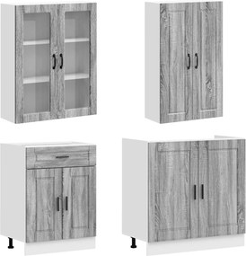 vidaXL Μονάδα κουζίνας PORTO 4 pcs Γκρι Sonoma Επεξεργασμένο Ξύλο