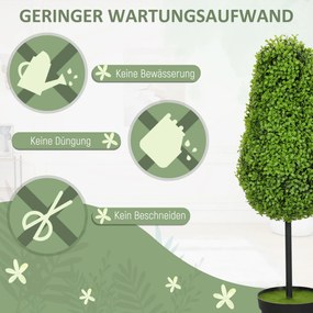 HOMCOM Σετ 2 Τεχνητών Πυξαριών 90cm Τεχνητό Φυτό σε Σχήμα Δάκρυ, Πλαστικά Τεχνητά Φυτά σε Γλάστρα Μοντέρνα Διακόσμηση