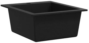 vidaXL Νεροχύτης Ένθετος με Μονή Γούρνα Μαύρος Γρανιτένιος