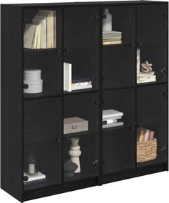 vidaXL Highboard 2 pcs Μαύρη Οξυά 68 x 37 x 142 εκ Επεξεργασμένο ξύλο