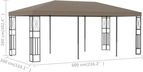 vidaXL Κιόσκι Taupe 6 x 3 μ. Ύφασμάτινο
