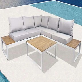 Σαλόνι Σετ 2Τμχ Mexico Ε6867,1 217x217x70 H.65/70x70x34cm White-Grey Four Seater