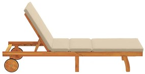 vidaXL Ξαπλώστρα με μαξιλάρι Καφέ 63 x 199 x 85 εκ. Μασίφ ξύλο ακακίας