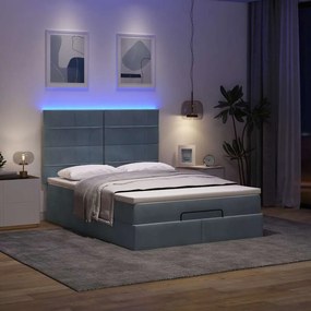 VidaXL Οθωμανικό κρεβάτι με στρώματα & LEDs Σκούρο γκρι Βελούδο