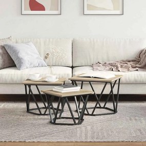 vidaXL Τραπεζάκι σαλονιού 3 pcs Δρύς Sonoma