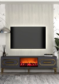 Stewehome Έπιπλο τηλεόρασης με εστία και ντουλάπι 150x30x41 cm