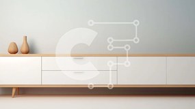 Intra Συλλεκτικό Ξύλινο Παζλ Plywood 4mm - Μοντέρνος λευκός μπουφές με δύο συρτάρια και ράφι Σε Ξύλινο Κουτί - Διαστάσεις Puzzle: 10x10 cm – 25 κομμάτια