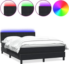 vidaXL Κρεβάτι Boxspring με Στρώμα &amp; LED Μαύρο 160x210 εκ. Βελούδινο