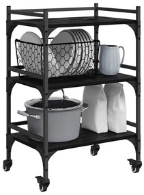 vidaXL Καρότσι Κουζίνας Μαύρη Οξυά 50 x 35 x 75.5 εκ