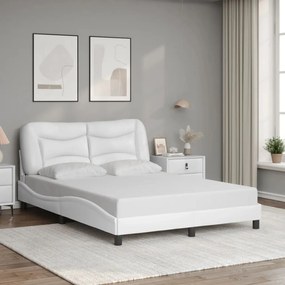 vidaXL Πλαίσιο κρεβατιού με LED χωρίς στρώμα Hvar Λευκό 140x200 εκ.
