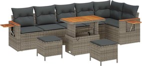 vidaXL Σετ Καναπέ Κήπου 9 pcs Γκρι συνθετικό ρατάν
